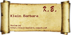 Klein Barbara névjegykártya